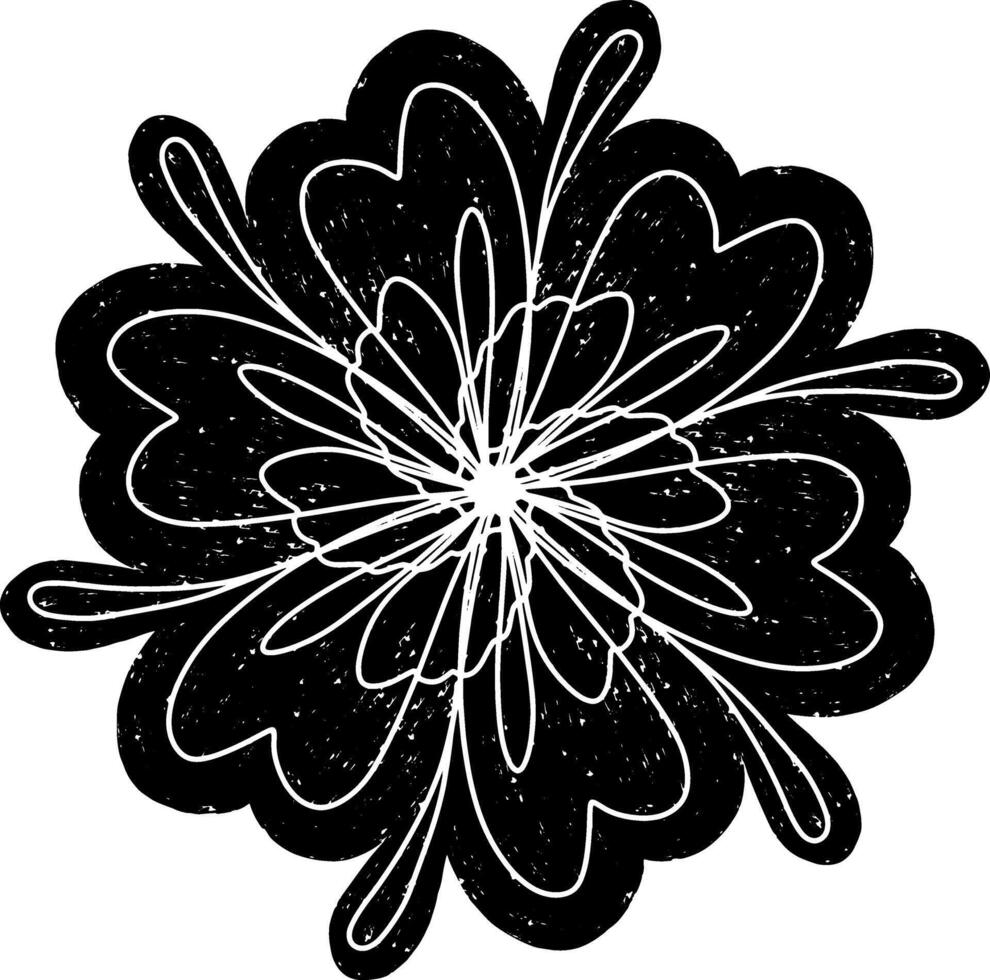 a black and white flower with a white center vector