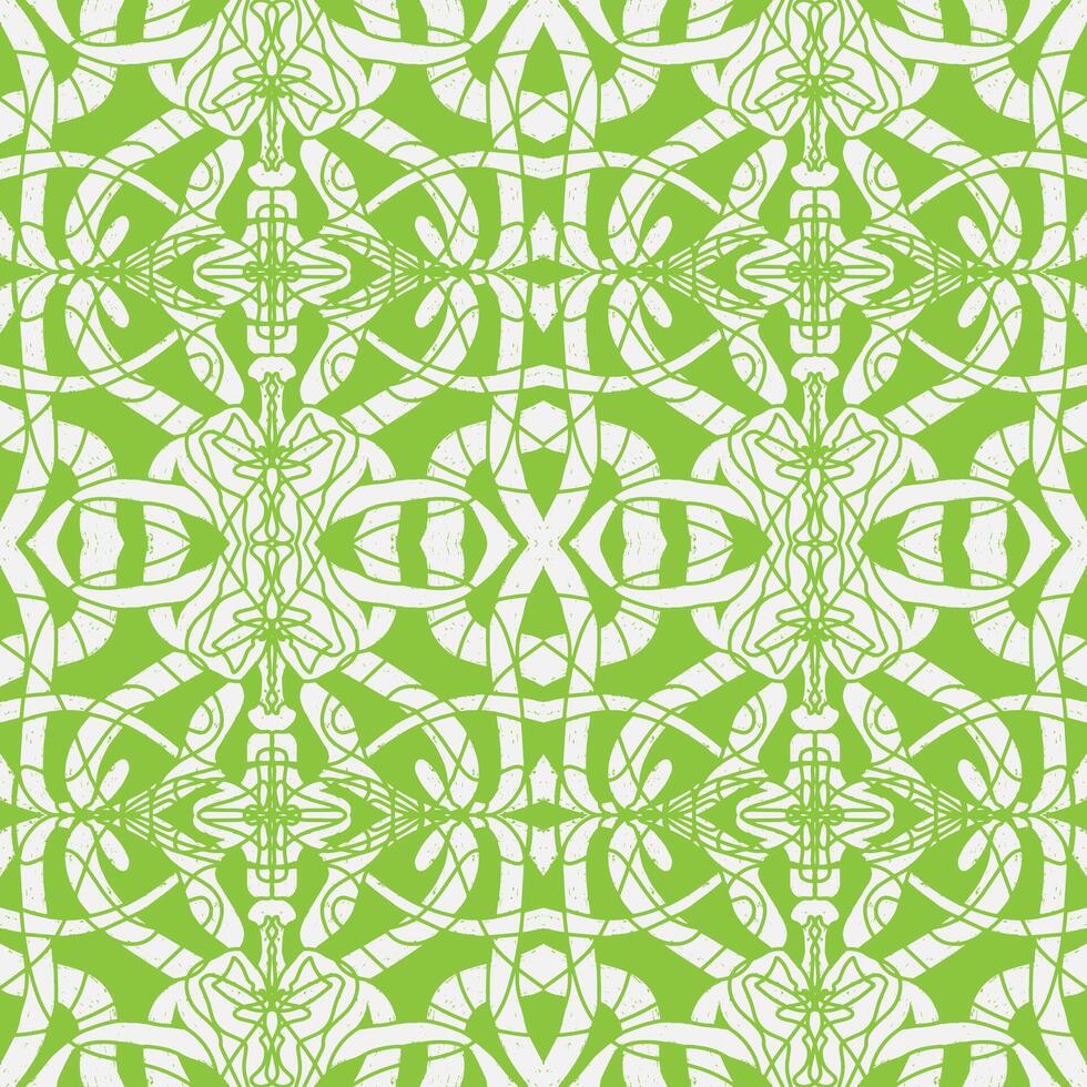 a green and white pattern with ornate designs vector