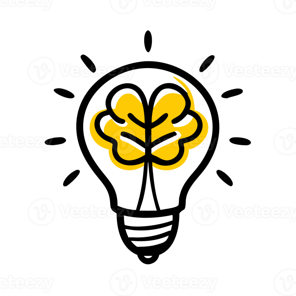 A lightbulb with a stylized tree inside symbolizes the concept of sustainable innovation cutouts png