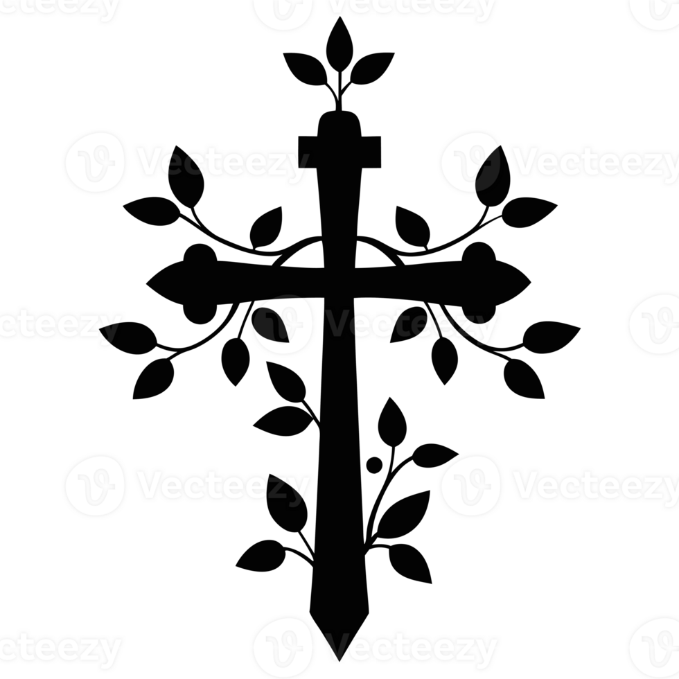 graphics of a black simple Christian cross cutouts png