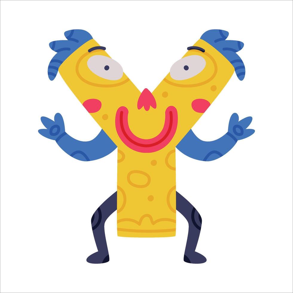 Monster Alphabet with Yellow Capital Letter Y Smiling Illustration vector