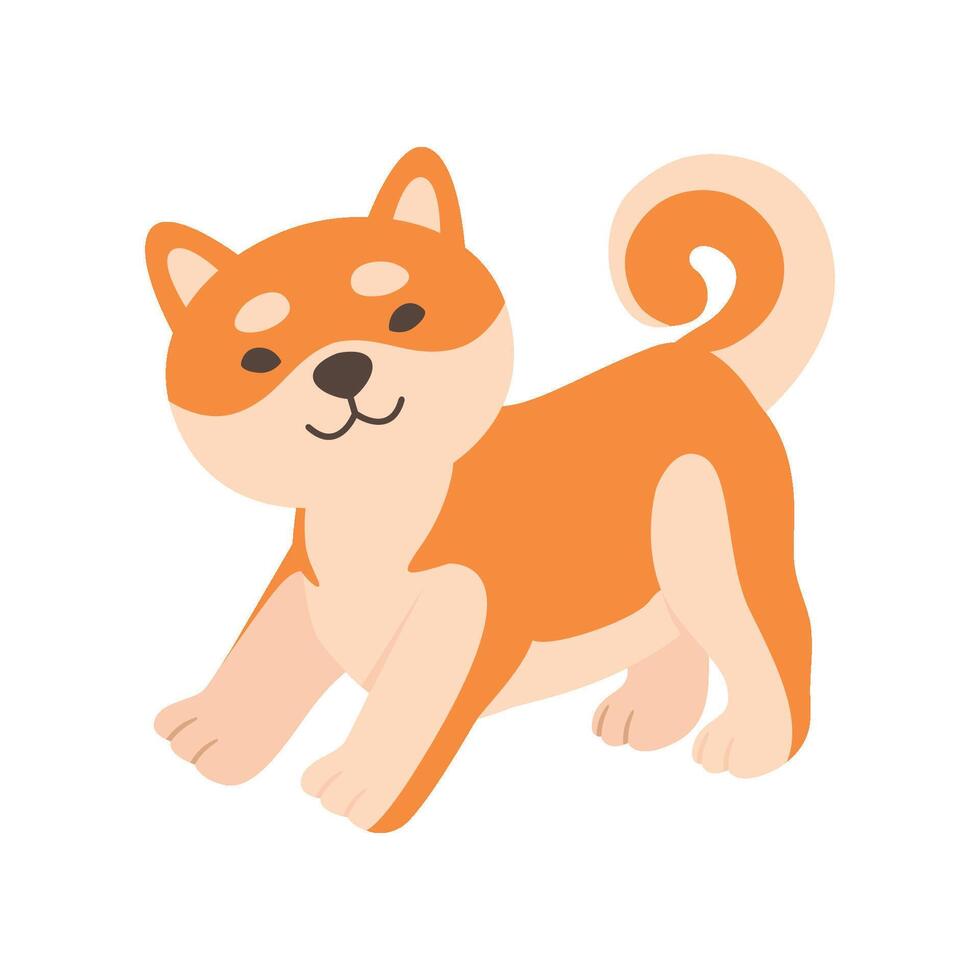 Cute Friendly Shiba Inu Dog, Funny Japan Pet Animal Cartoon Character Illustration vector