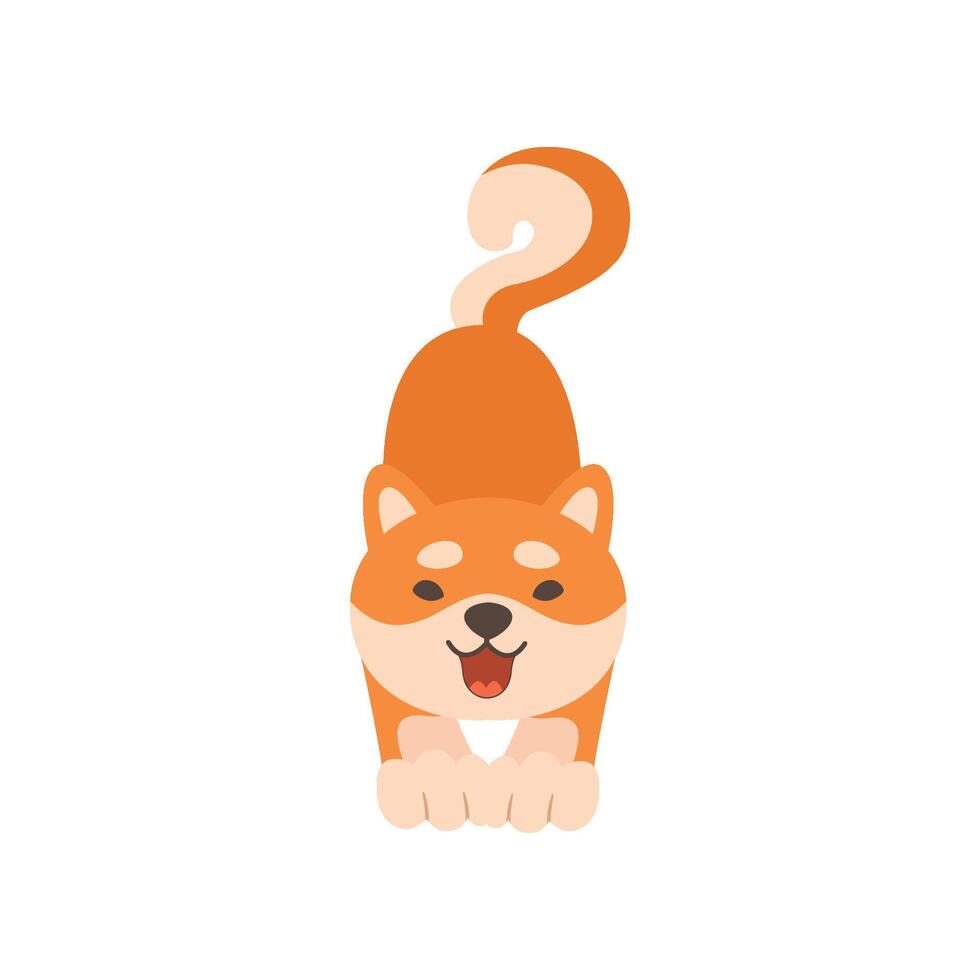 Friendly Shiba Inu Dog, Cute Funny Japan Pet Animal Cartoon Character Front View Illustration vector