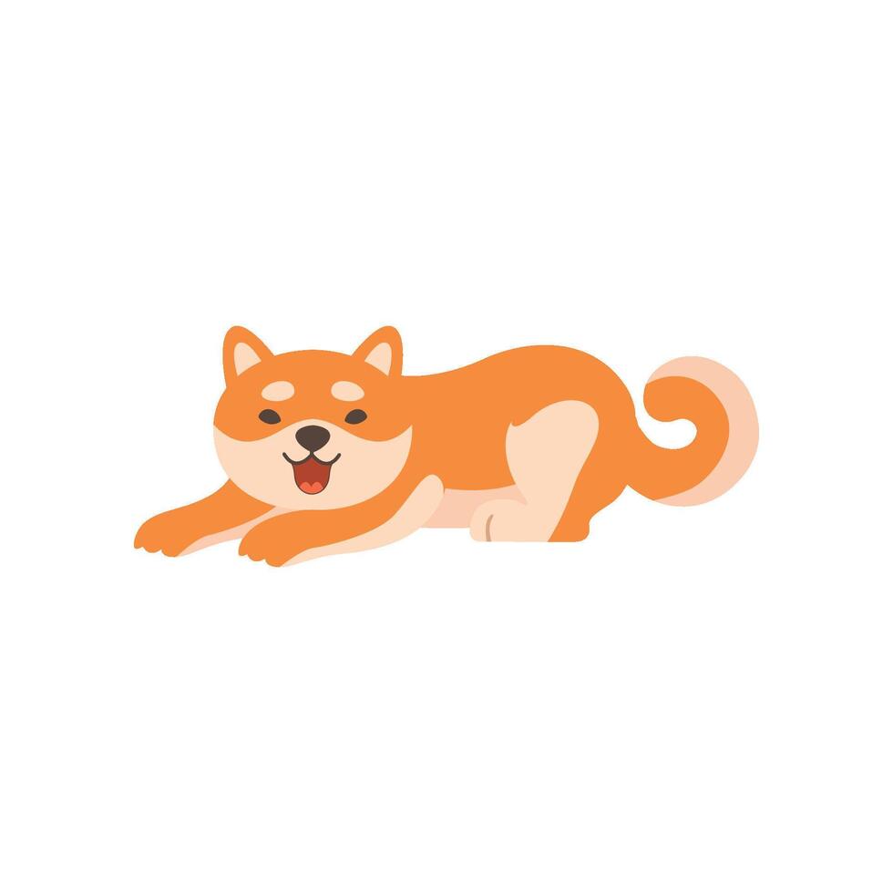 Cute Shiba Inu Dog Lying, Adorable Japan Pet Animal Cartoon Character Illustration vector