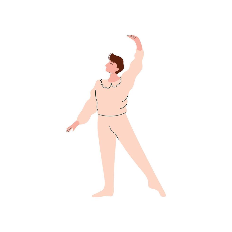 Professional Male Ballet Dancer in White Costume Dancing Classical Ballet Dance Illustration vector