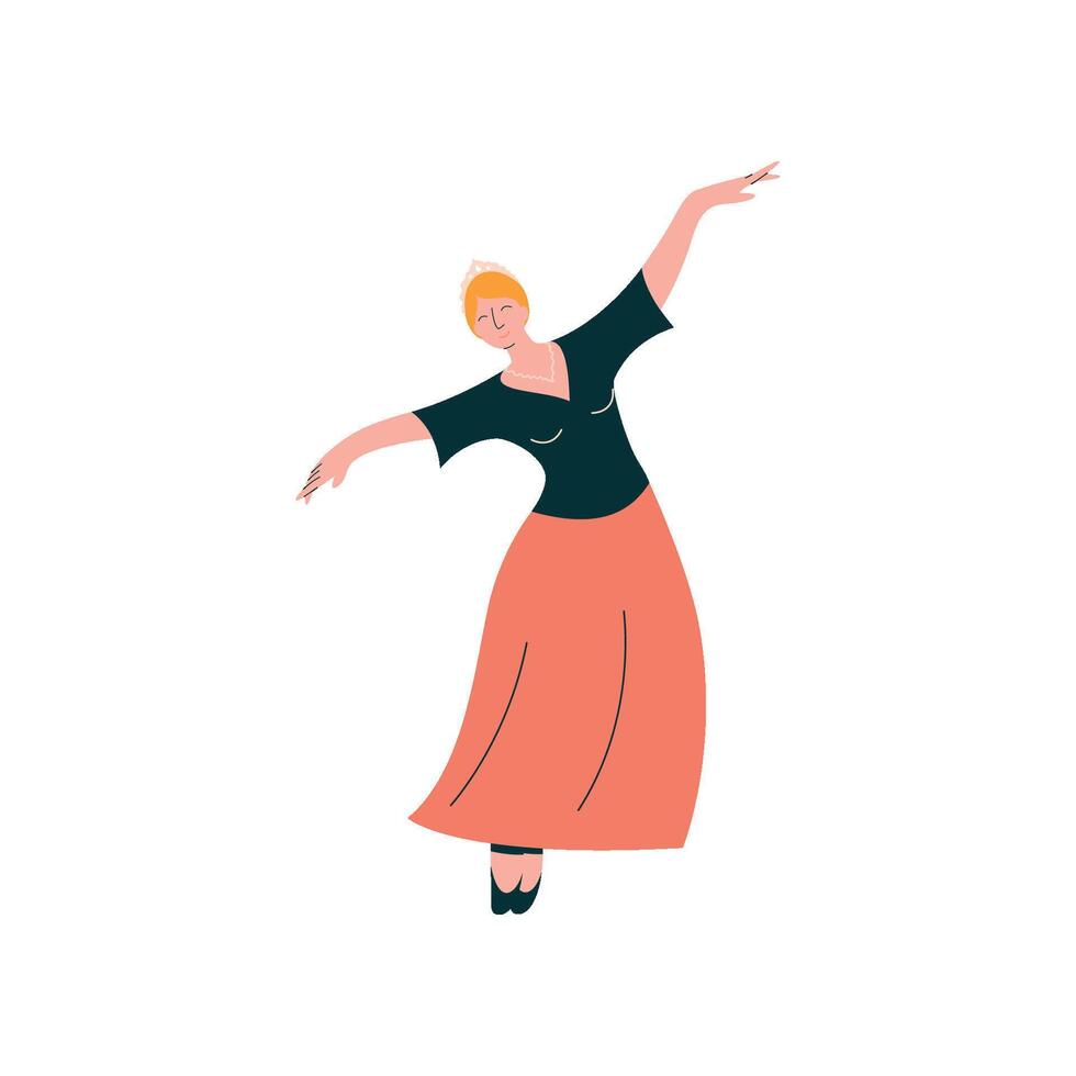 Professional Ballerina Wearing Long Dress Dancing Classical Ballet Dance Illustration vector