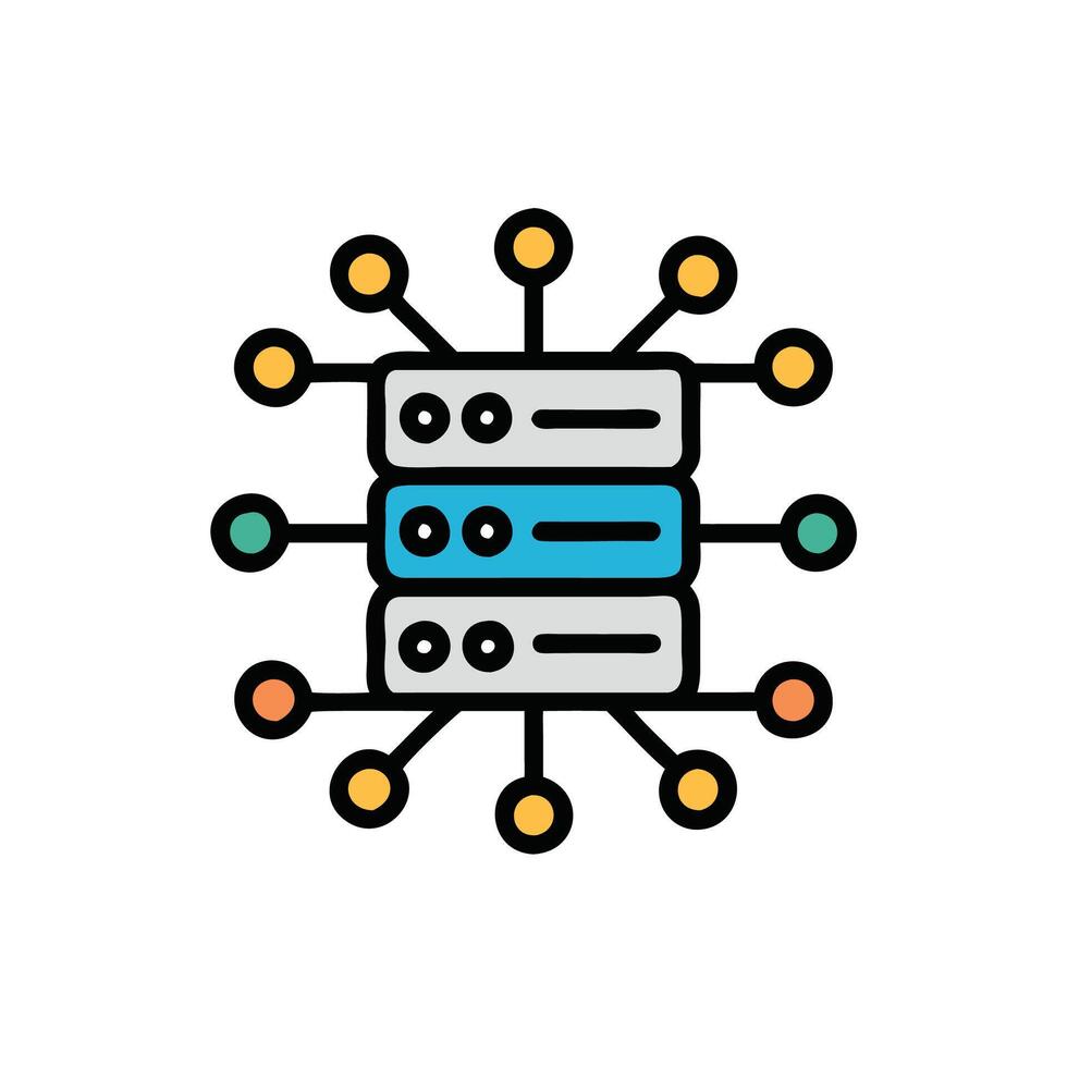 a server icon with multiple dots vector