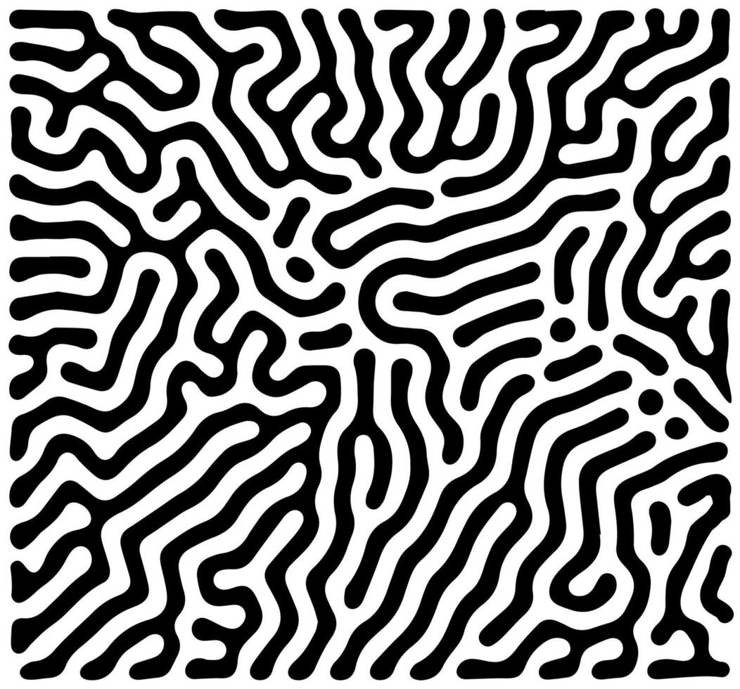 Black and white Turing pattern with abstract lines vector