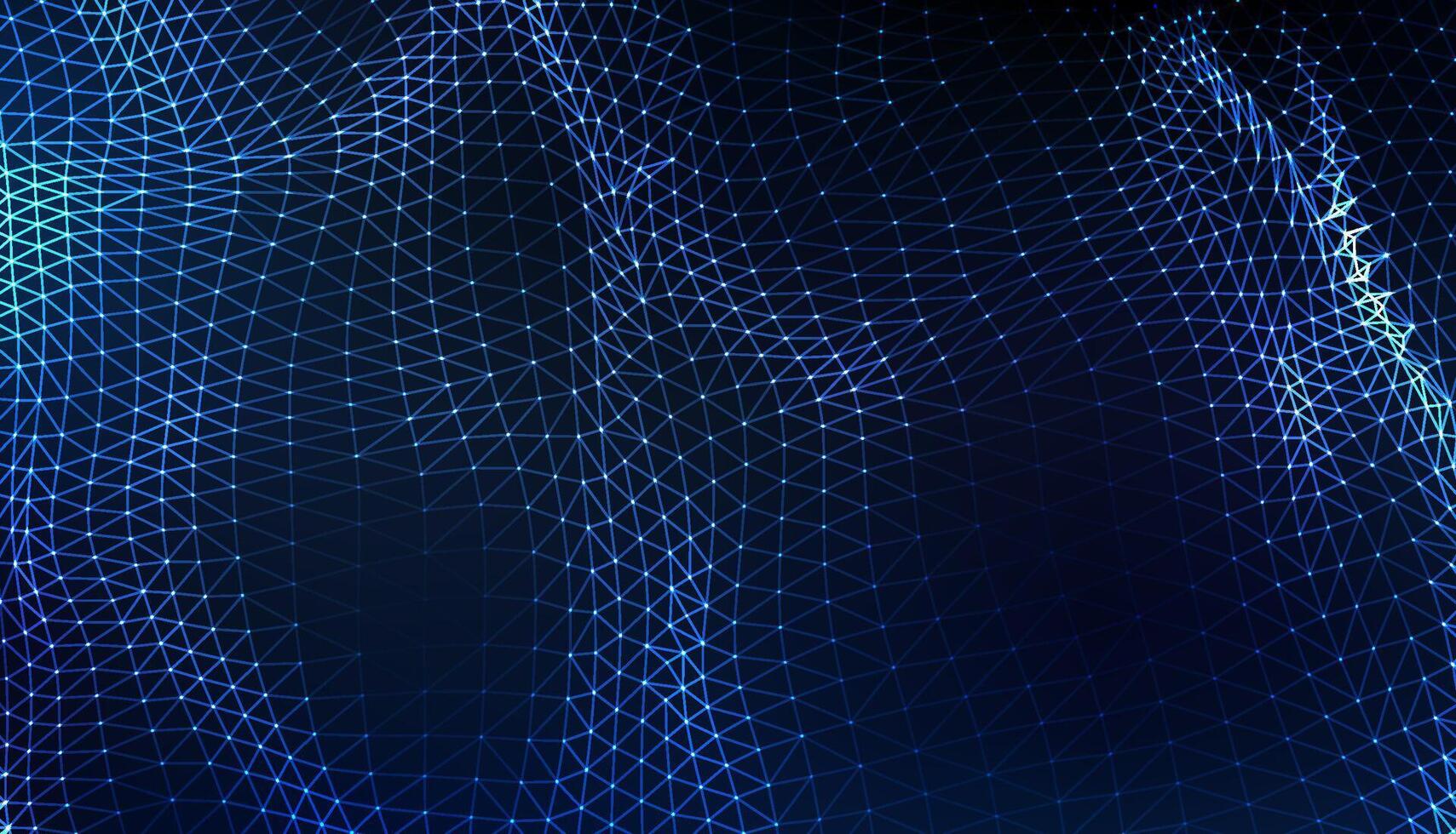 Abstract big data mesh grid in blue, with waves and intricate pattern designs. vector