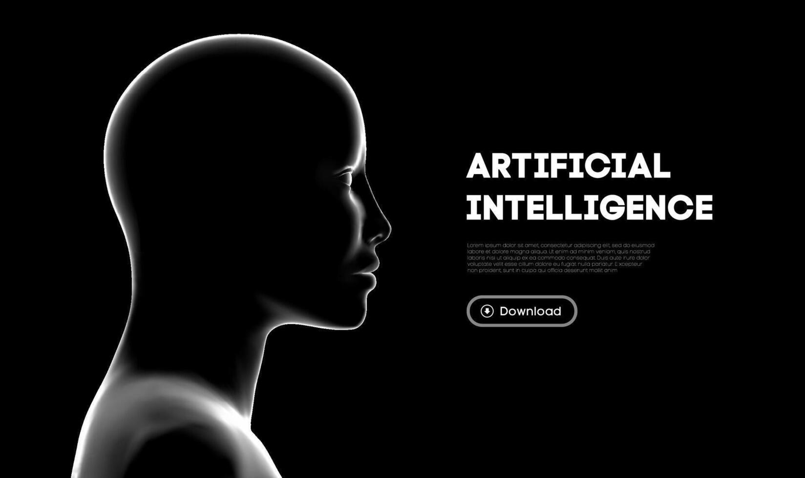 Silhouette of a human head. Data artificial intelligence robot woman. Ai technology background. vector