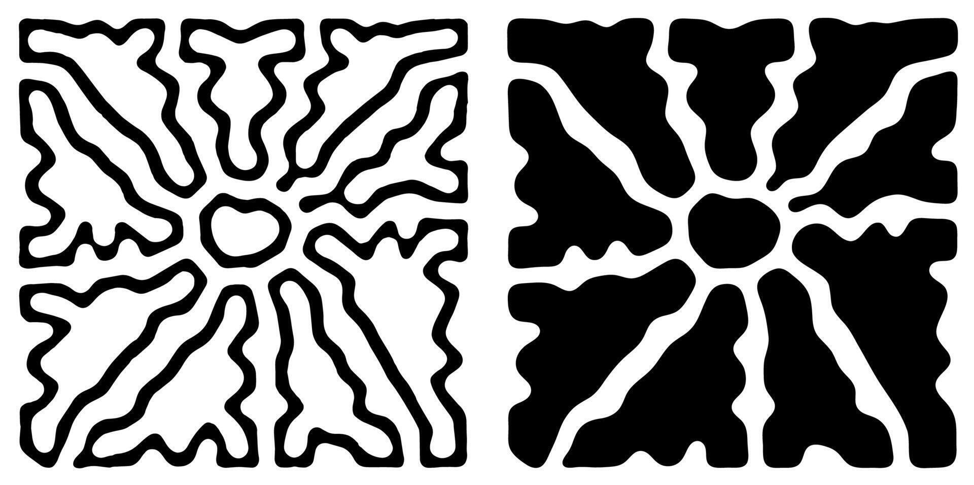 Abstract groovy sun design with organic black and white shapes in a bold geometric pattern vector