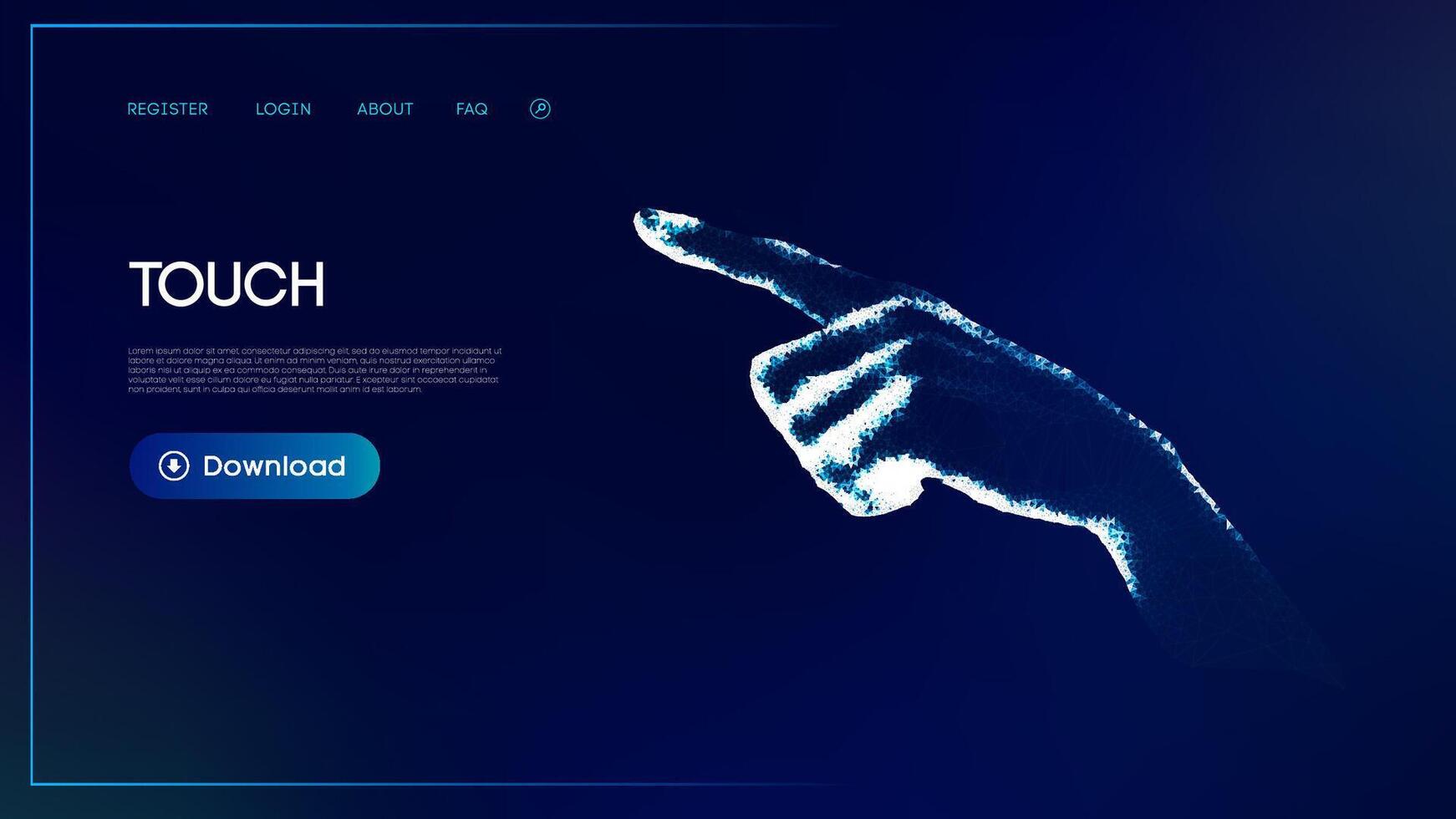 Wireframe robot hand in low poly style. Futuristic wireframe hand pointing on a blue digital interface background. Science, future technology. vector
