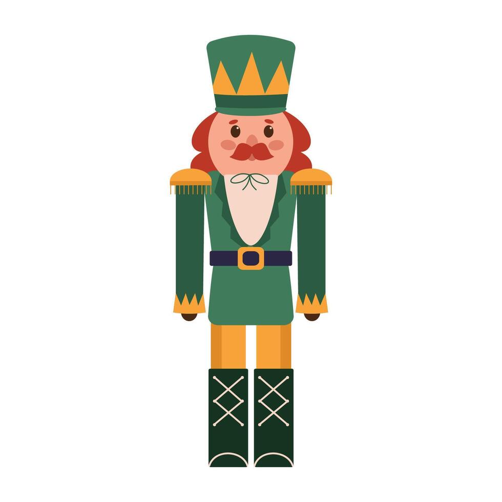 Nutcracker isolated illustration. Festive statue of a soldier. Flat illustration on white background vector