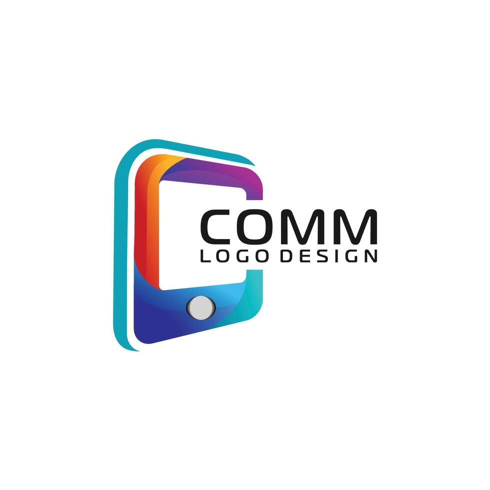 A colorful phone with the word COMM on it vector