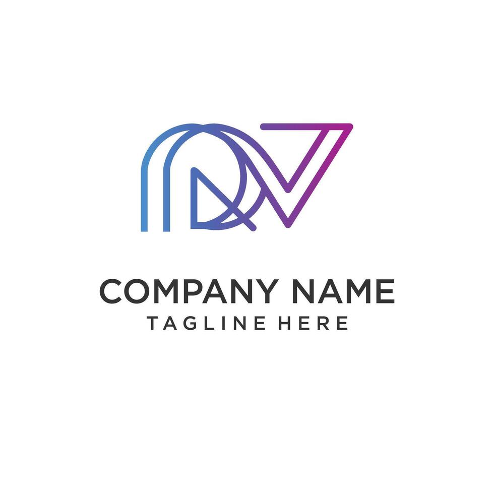 RV Logo Line Art Monogram Template Logo Design vector