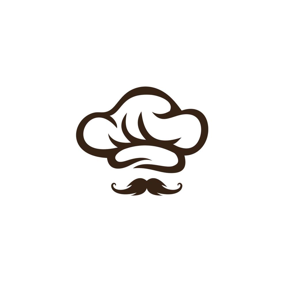 Chef's hat with mustache on top logo design inspiration vector