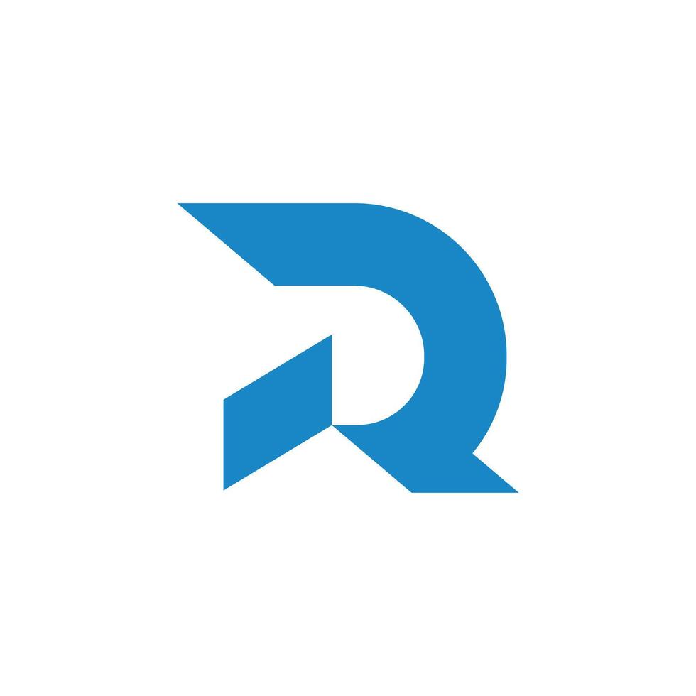 Blue and white logo in the shape of the letter R, inspiration logo design template vector