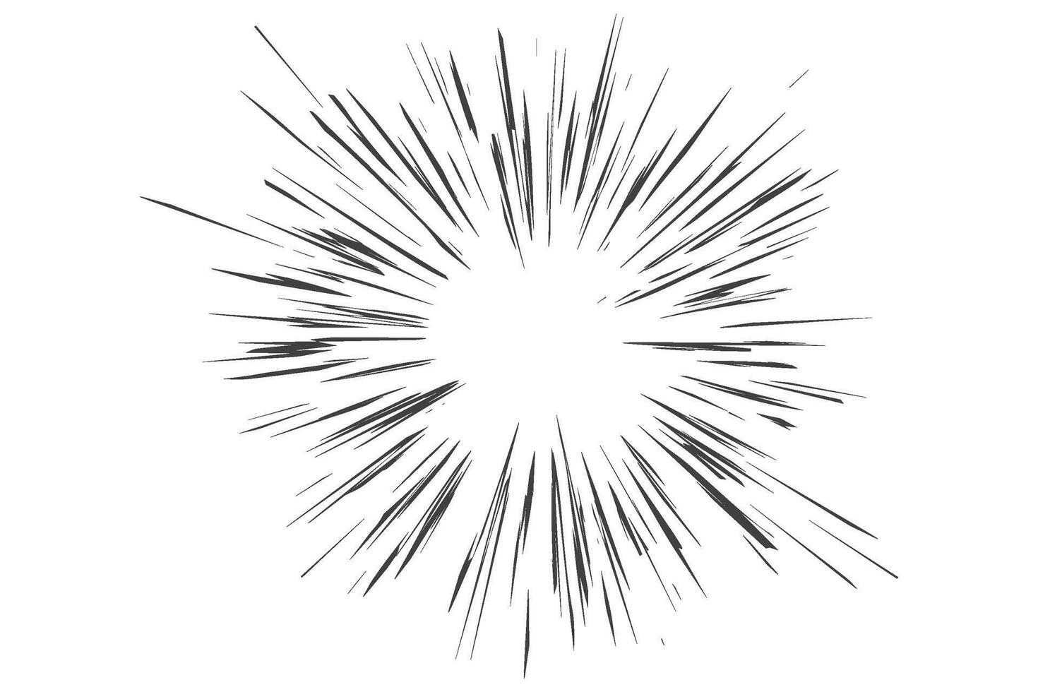 Comic speed lines effect with radial explosion. Cartoon burst for anime and manga books. Sound of scream, light blast. Graphic stripes of roar scream and rays of burst. vector