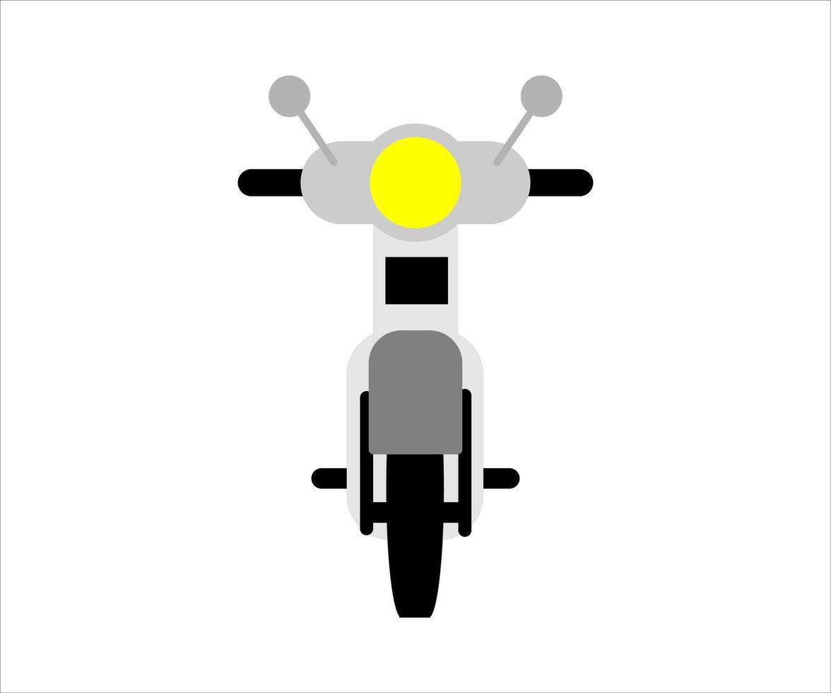 A motorcycle is shown in a flat style vector