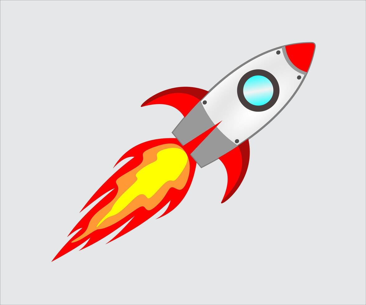 A rocket ship icon with a red and white rocket vector