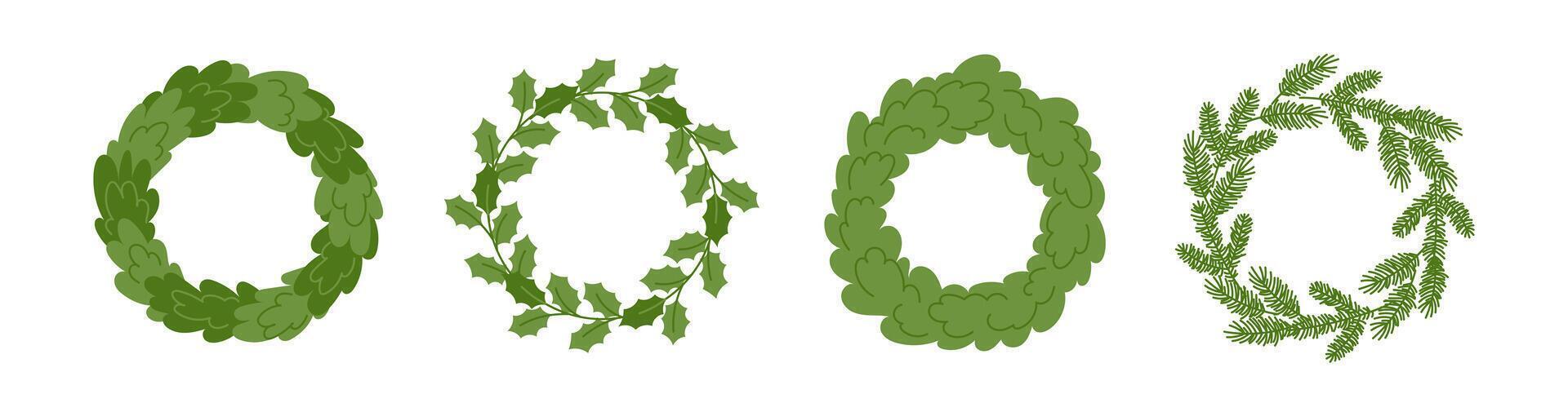 Set of Christmas Evergreen Wreaths vector