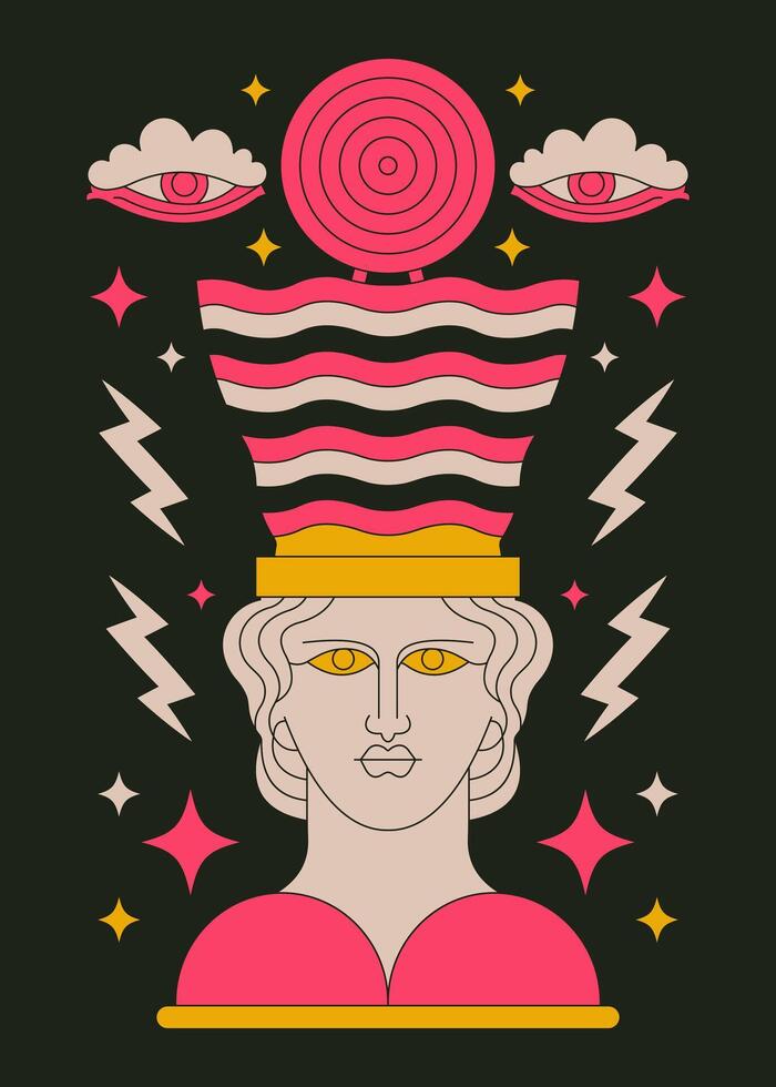 Surreal Portrait with Cosmic Elements vector