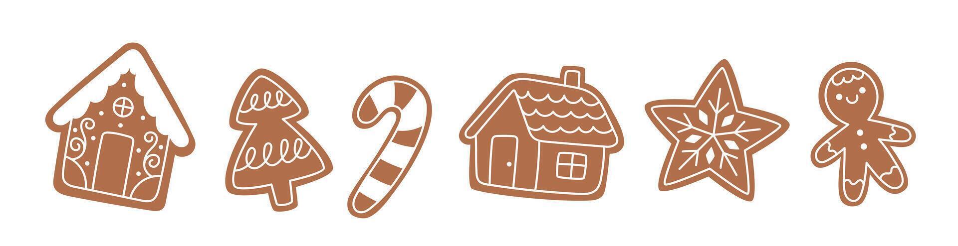 Set of Christmas gingerbread cookies vector