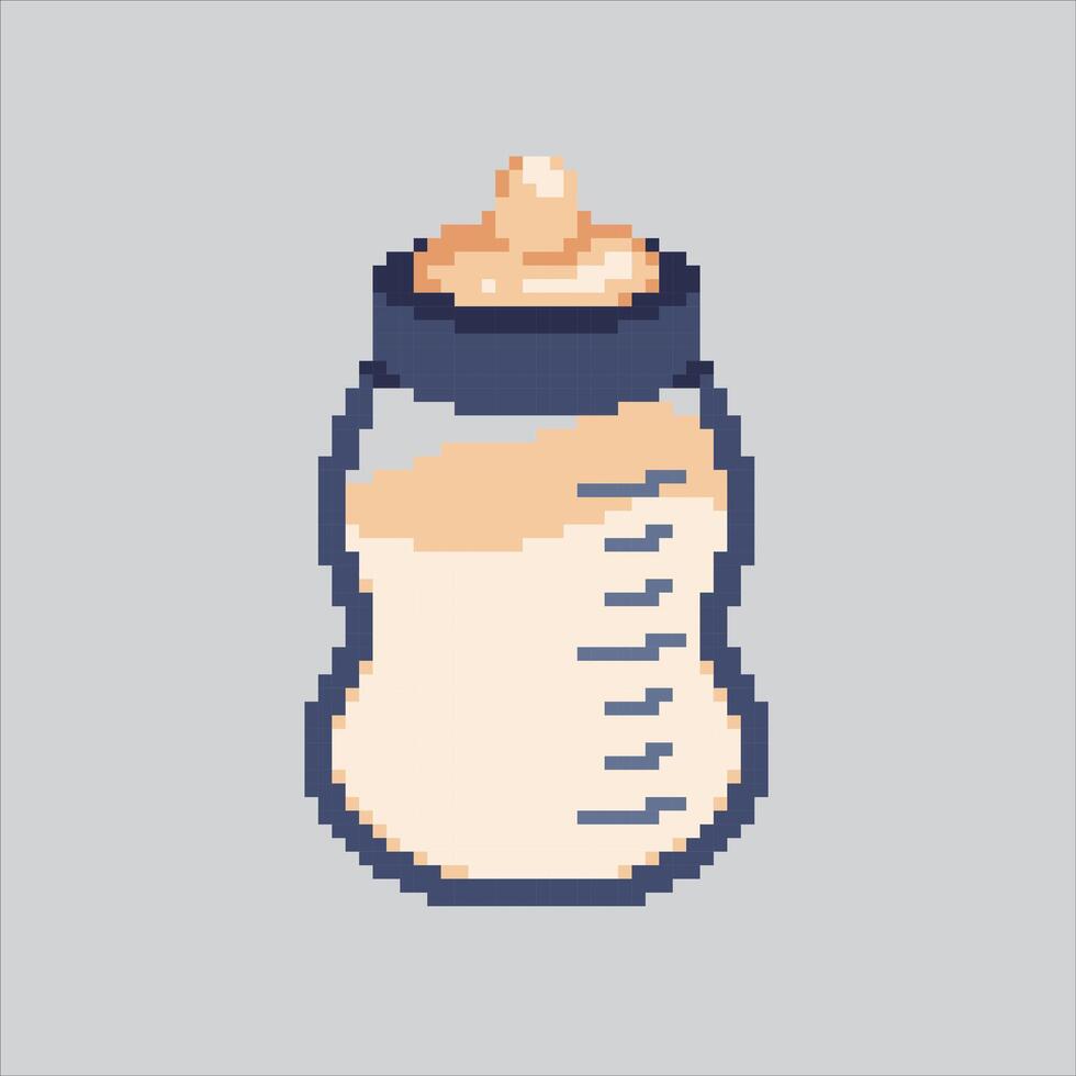 illustration Milk Bottle. Pixelated Baby Milk. Baby Milk Bottle Icon pixelated for the pixel art game and icon for website and game. old school retro. vector
