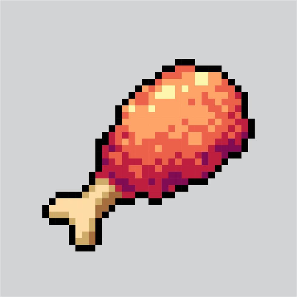 Pixel art illustration Fried Chicken. Pixelated Chicken. Fried Chicken fast junk food Icon pixelated for the pixel art game and icon for website and game. old school retro. vector