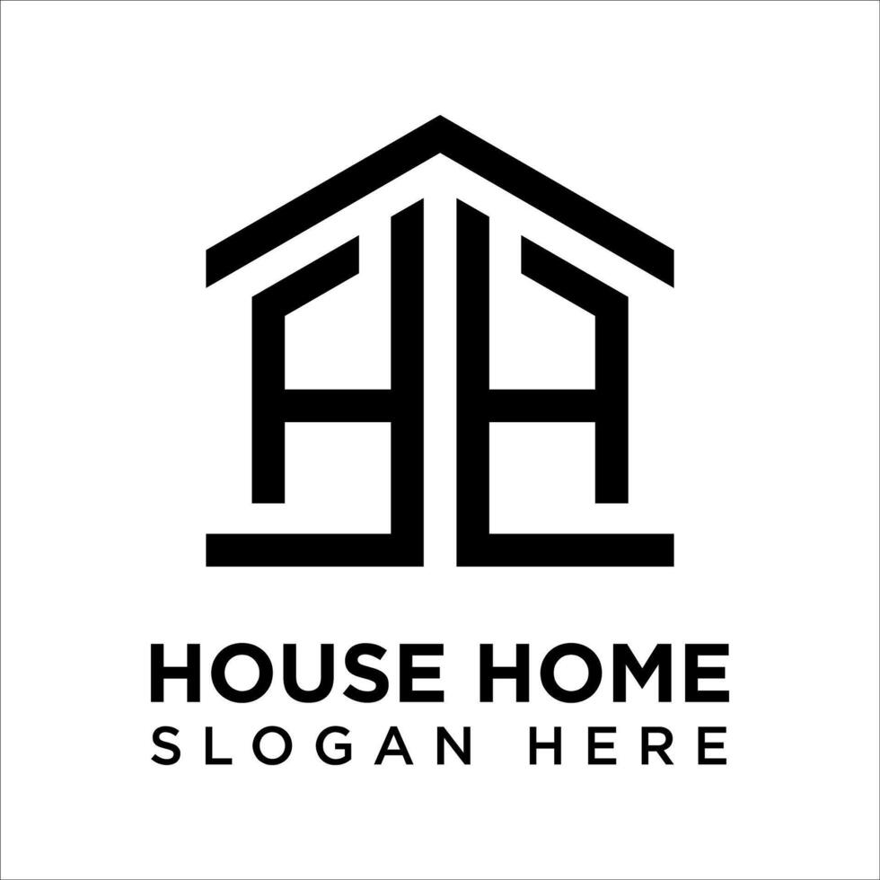 hh initial home building logo design template vector