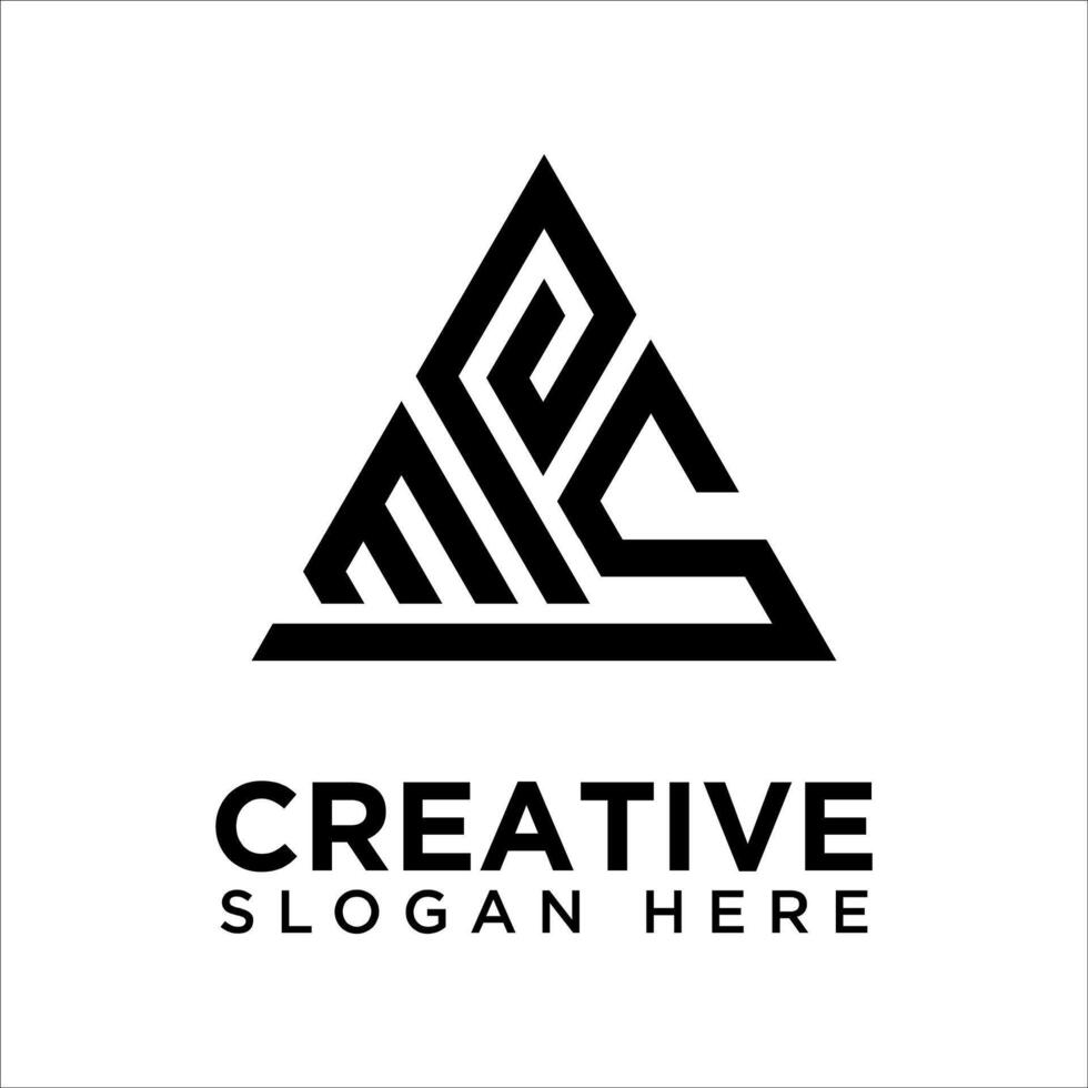 MPS initial letter triangle logo icon design illustration vector