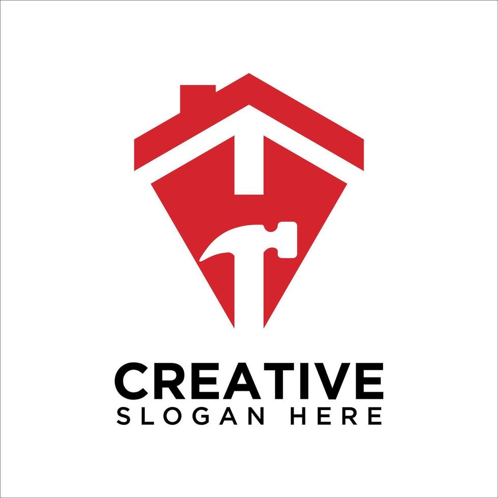 h initial home building logo design template vector
