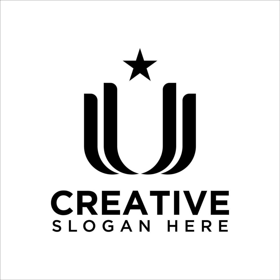 Letter U with star logo icon design template vector