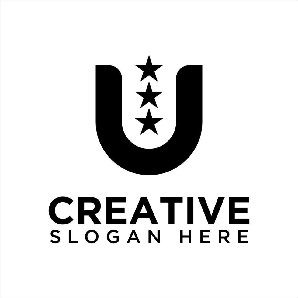 Letter U star logo icon design template vector