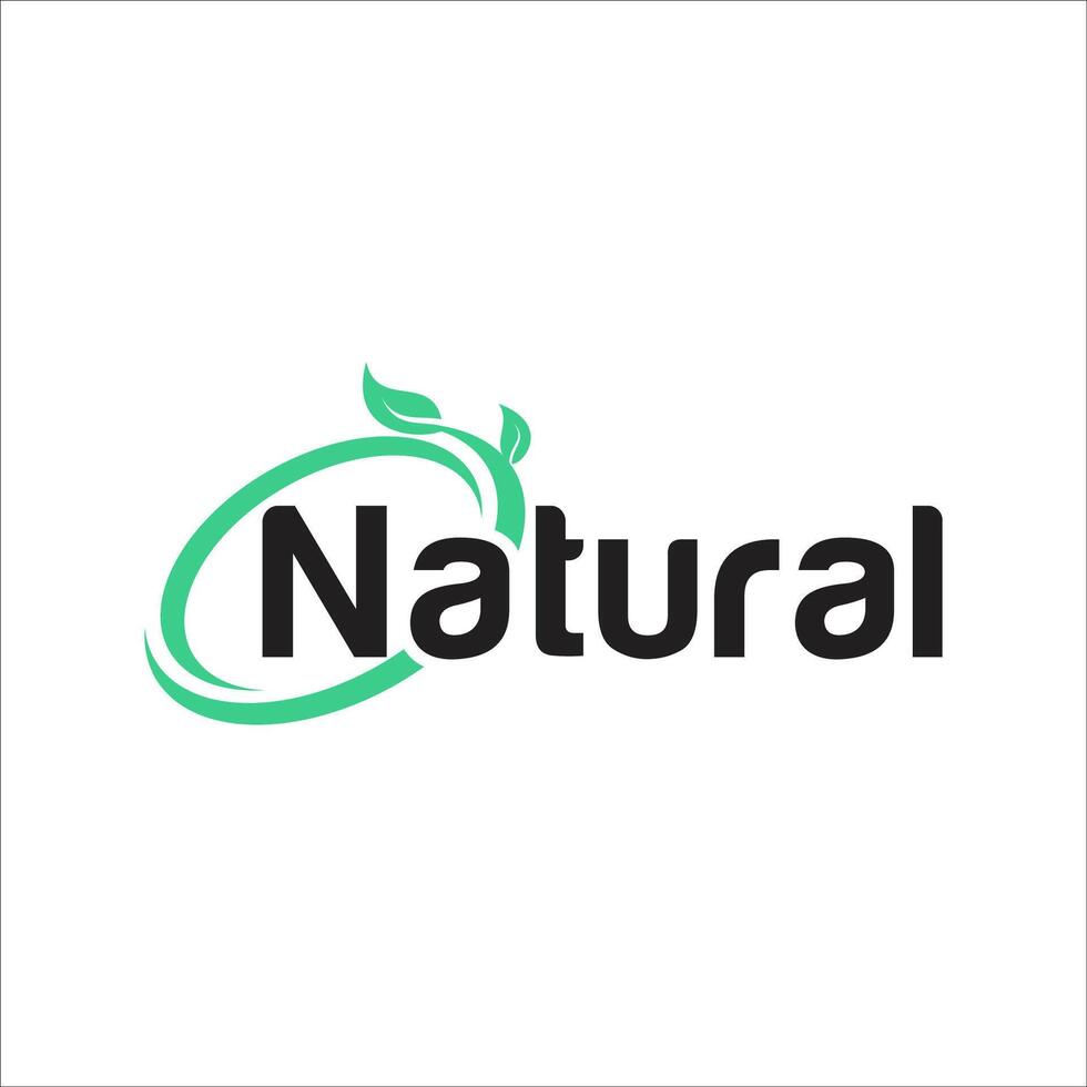 natural leafs text swoosh logo vector