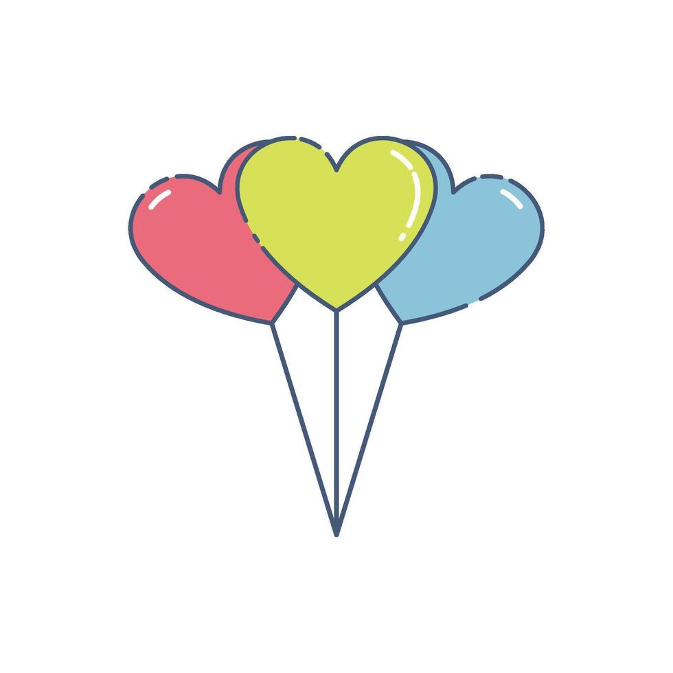 Three heart shaped balloons vector