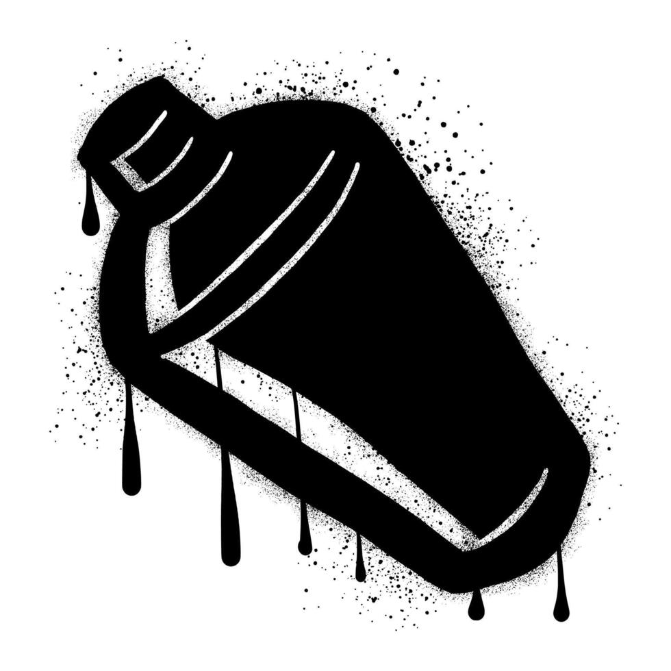 Hand drawn cocktail shaker with black spray paint graffiti vector