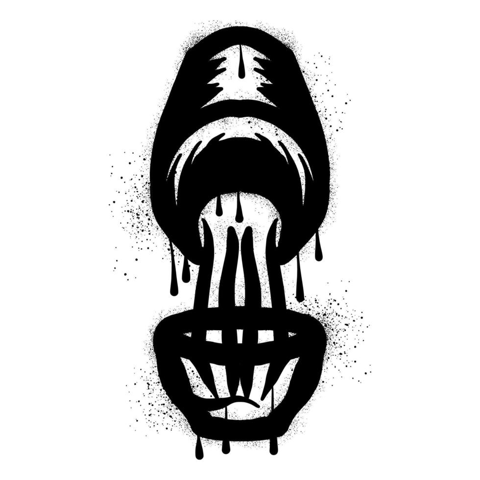 Drawing of a drink from a cocktail shaker being poured into a glass in spray paint graffiti style vector