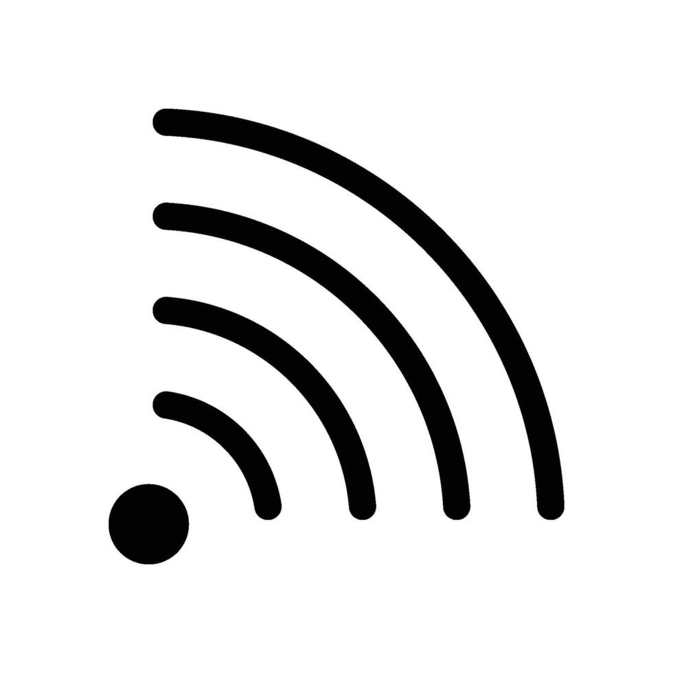 A black and white icon of a wifi signal vector