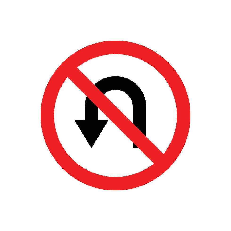U-turn prohibited icon vector