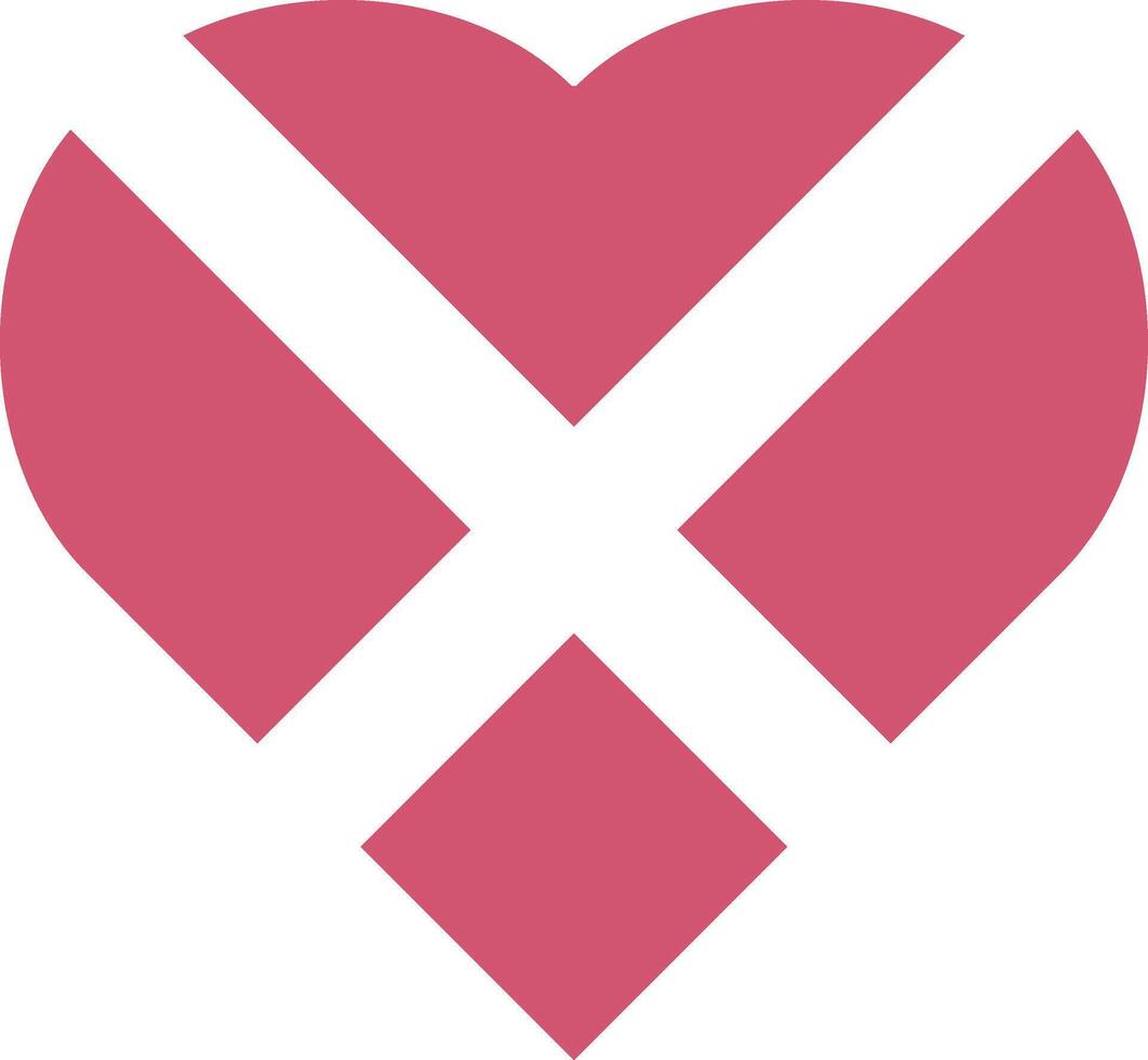 Heart icon divided into an x vector