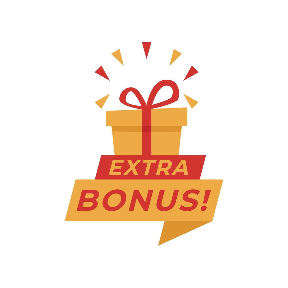 Gift Box icon extra bonus banner with ribbon design template vector