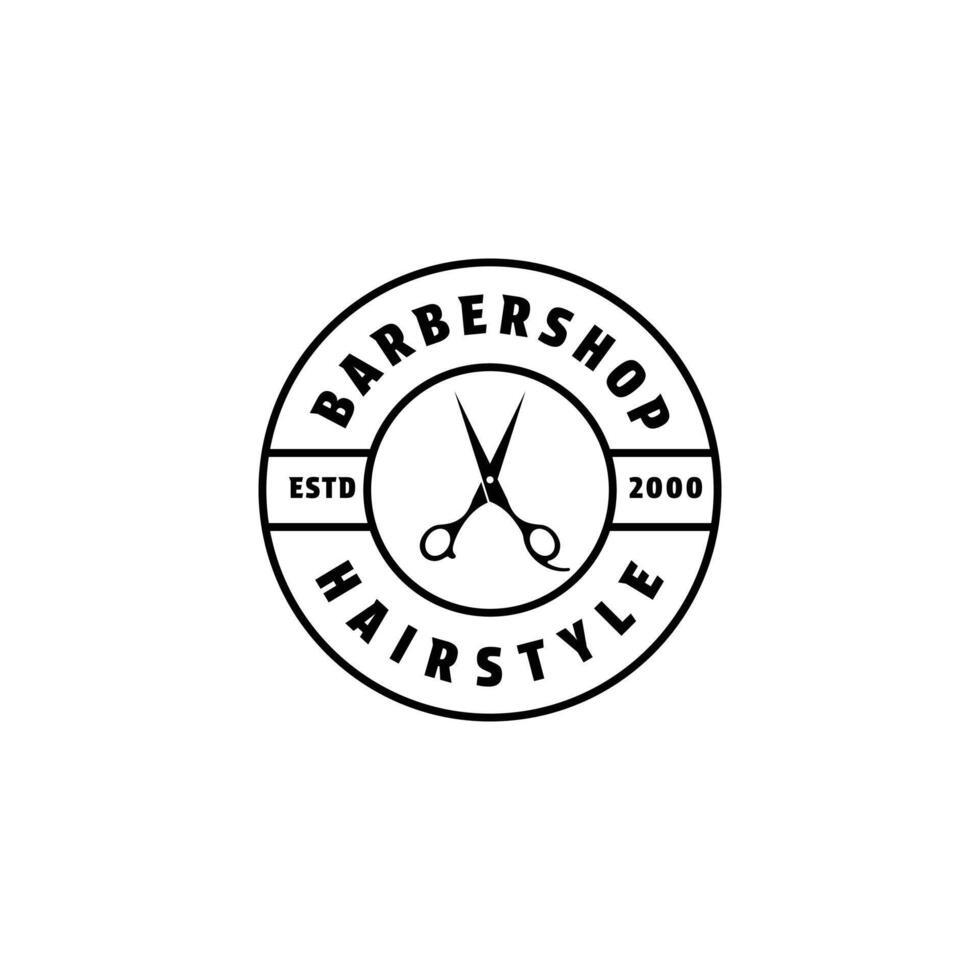 barber logo design concept vintage retro with label circle vector