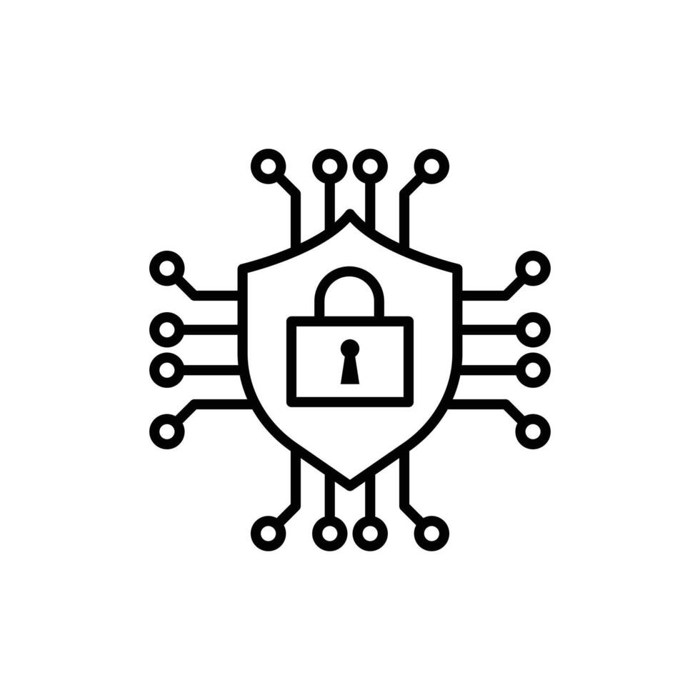 cyber security icon design outline style vector