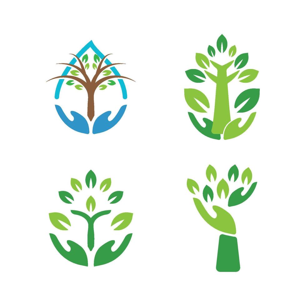 Hand Tree Logo Template Icon vector