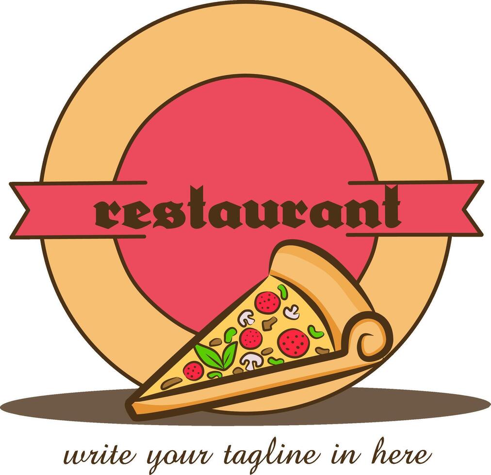 Pizza Logo Cartoon. This logo is highly suitable for any pizza related restaurant, fast food, delivery, bistro, catering and Italian food related businesses. vector