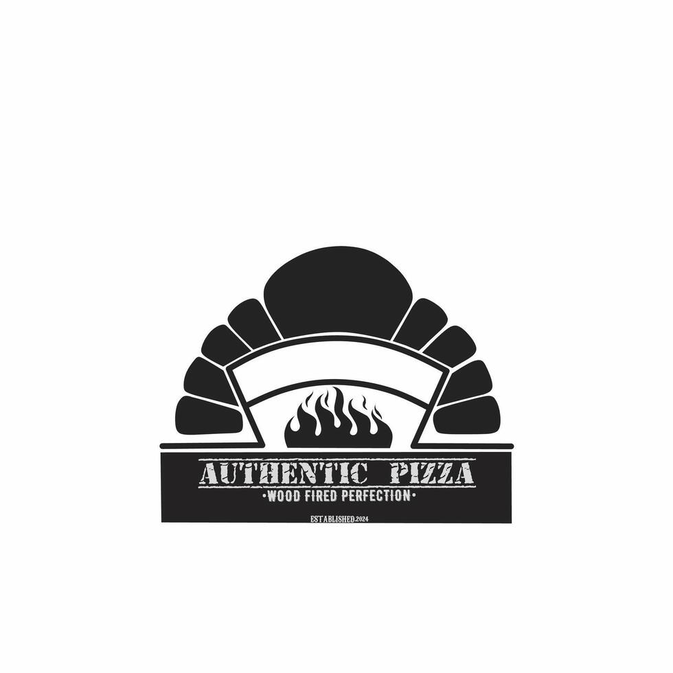 Creative Vintage Retro Firewood Oven and Wood Fired Concept Italian Pizza Pizzeria Logo Design Inspiration Template. Good for pizzeria logo vector