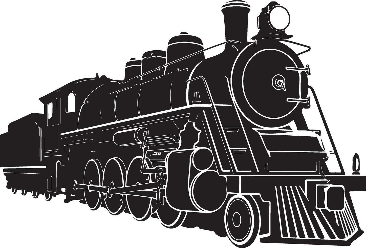 Steam locomotives, silhouette vector