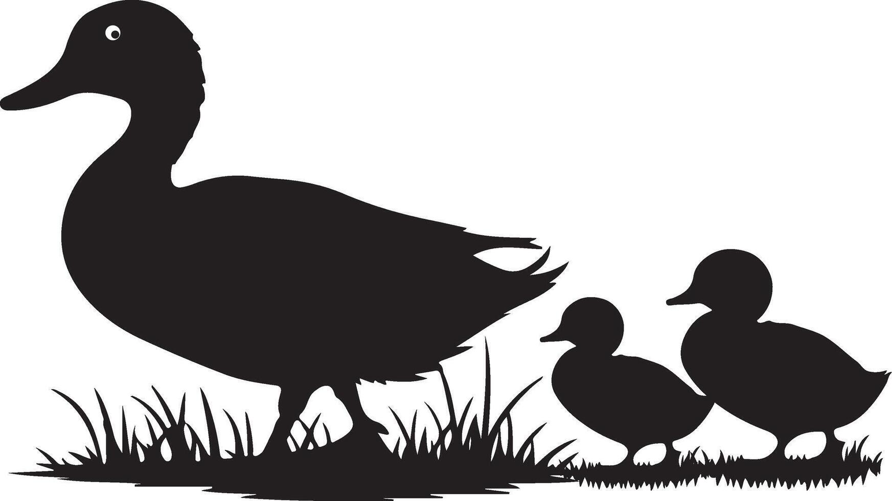 Mother duck with ducklings, illustration vector