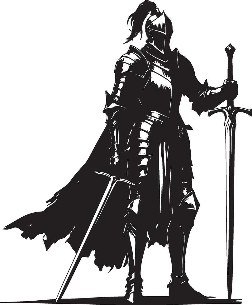 a knight with armor silhouette vector